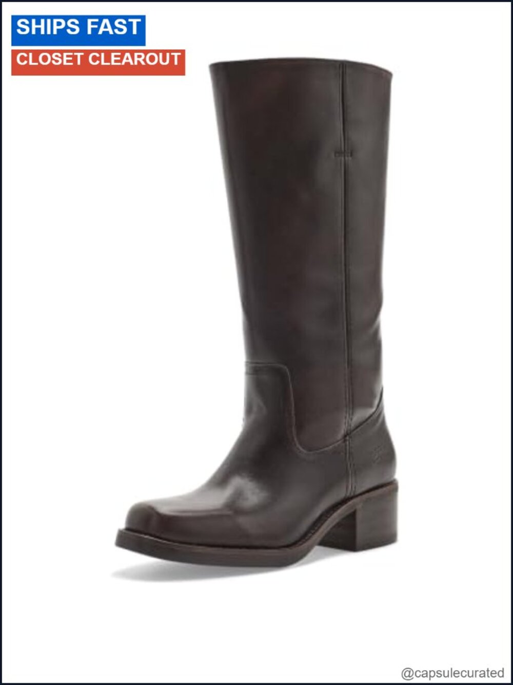 Womens Mid-Calf Block Heel Square Toe Faux Leather Boots Calf High